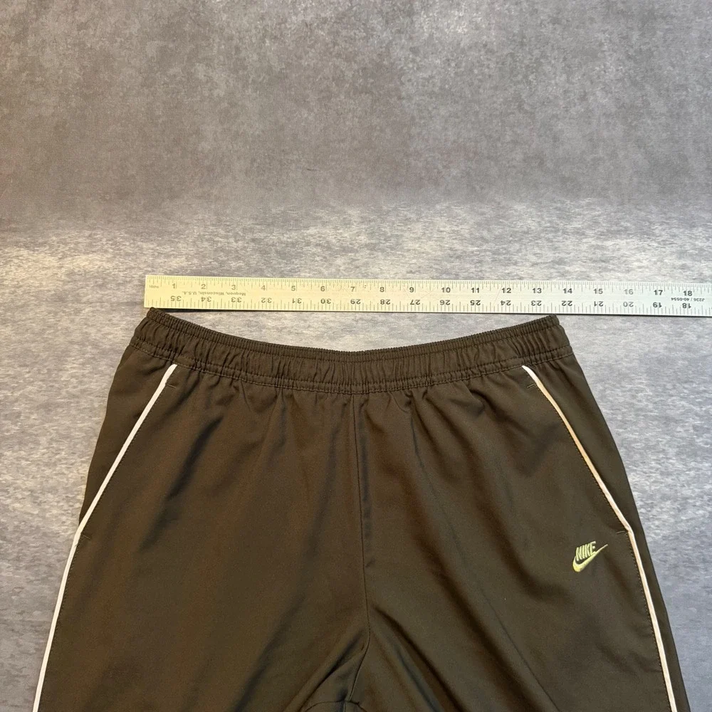 Y2K Nike Womens Baggy Track Pants Olive Green Lime Green Stripe Athletic Medium